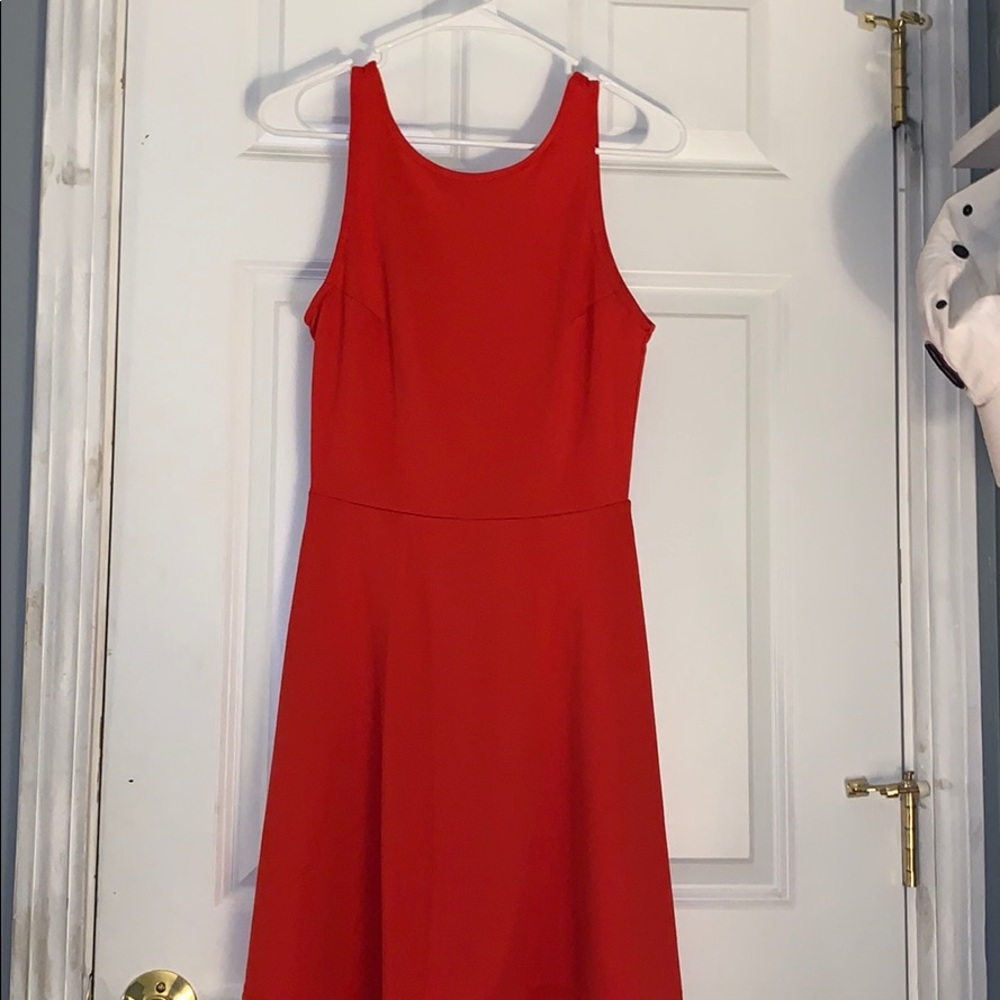Red fit and flare skater dress